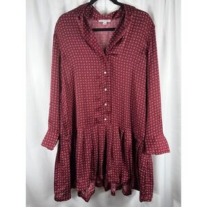 Free Assembly Women's Burgundy Pink Geometric Print Drop Waist Tunic Dress M‎